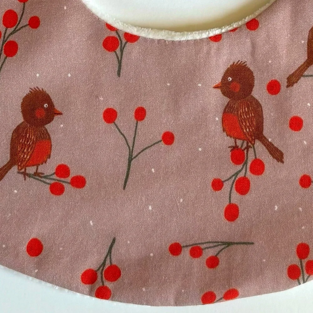 Baby Bib - Birds & Berries - Handmade